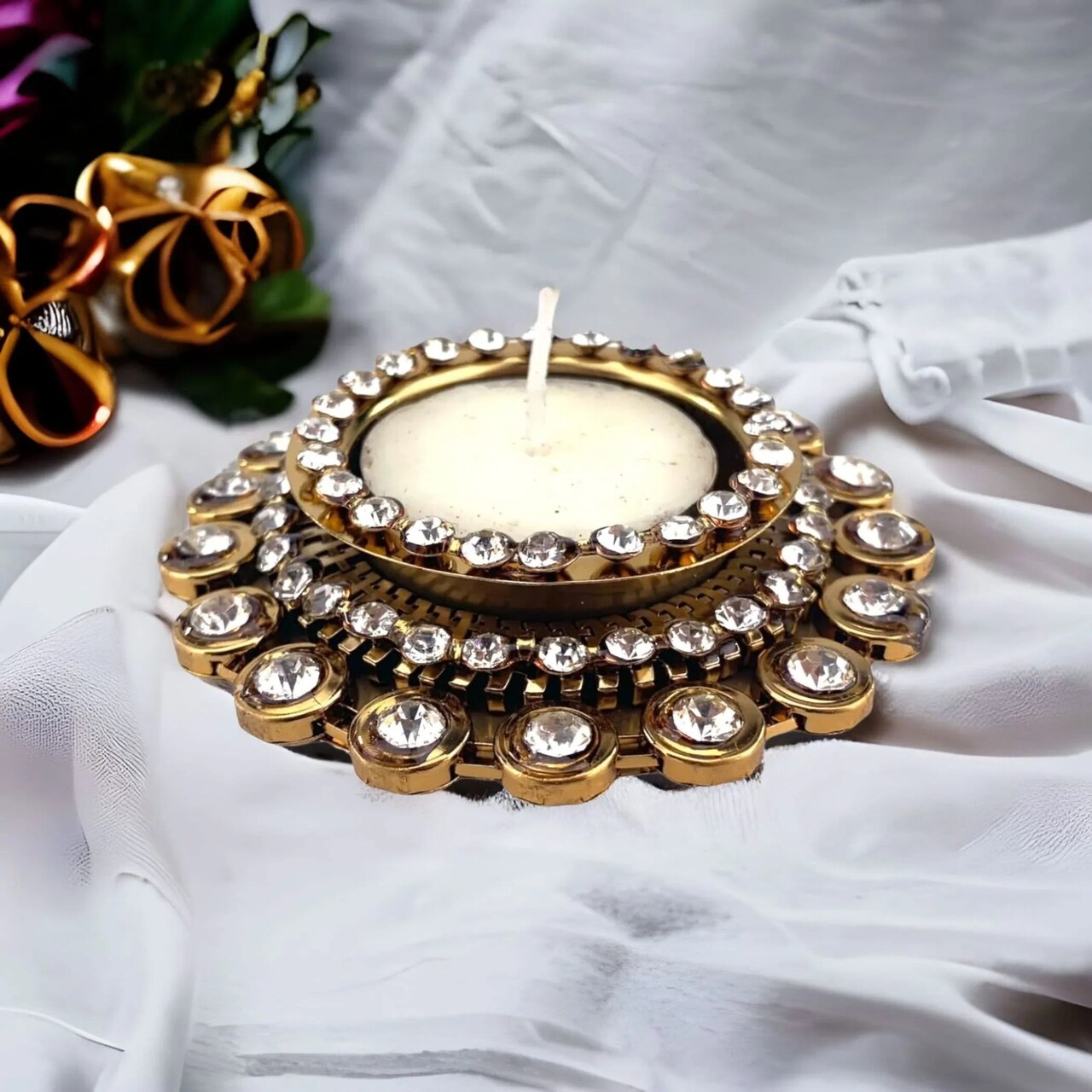 Tealight Candle Holder Festival of Light Decorative T-light Holder for Diwali Navratri Christmas Hanukkah Thanksgiving Housewarming Gift Candle Stand for Centerpiece Dining Table Home Decor
